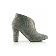 Botki damskie - Botki skórzane zebra szara - wsuwane (3941) - miniaturka - grafika 1