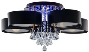 MLAMP Glamour LAMPA sufitowa ELMDRS8006/5 TR BL MLAMP metalowa OPRAWA z pilotem kryształki złote czarne ELMDRS8006/5 TR BL - Lampy sufitowe - miniaturka - grafika 1