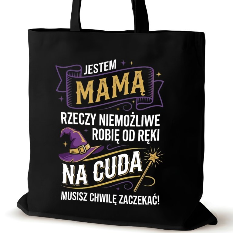 Torba bawełniana czarna dla MAMY na ramię śmieszna walentynki pracy