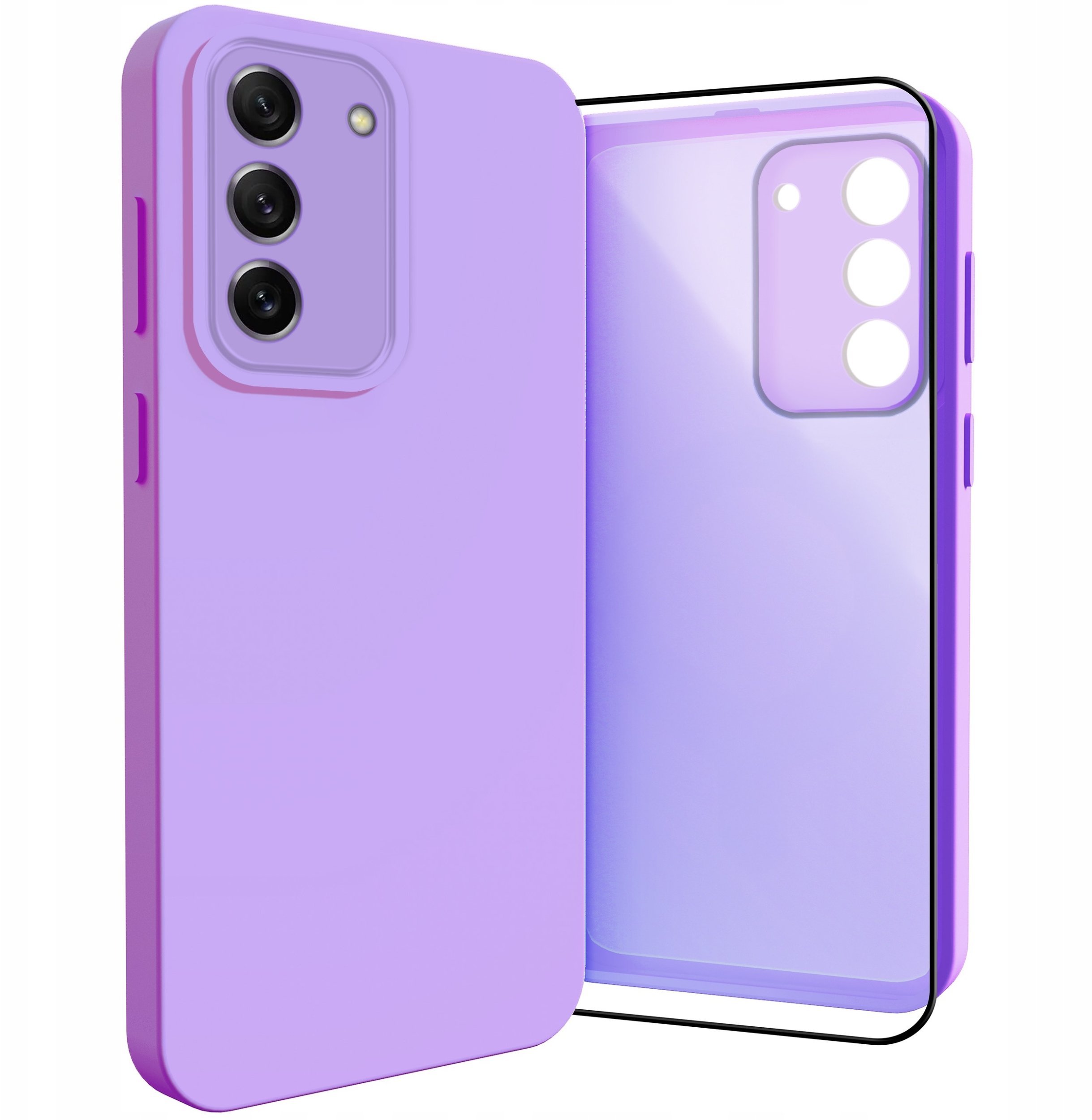 Etui do Samsung Galaxy S21 FE Osłona Kamery, Fioletowe, Plecki Szkło 9H