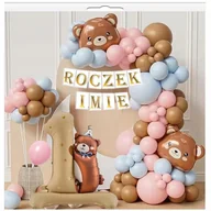 Baby shower i roczek - BALONY BRĄZOWE RÓŻOWE GIRLANDA BALONOWA MIŚ ROCZEK BALON 1 DUŻY STOJĄCY - miniaturka - grafika 1