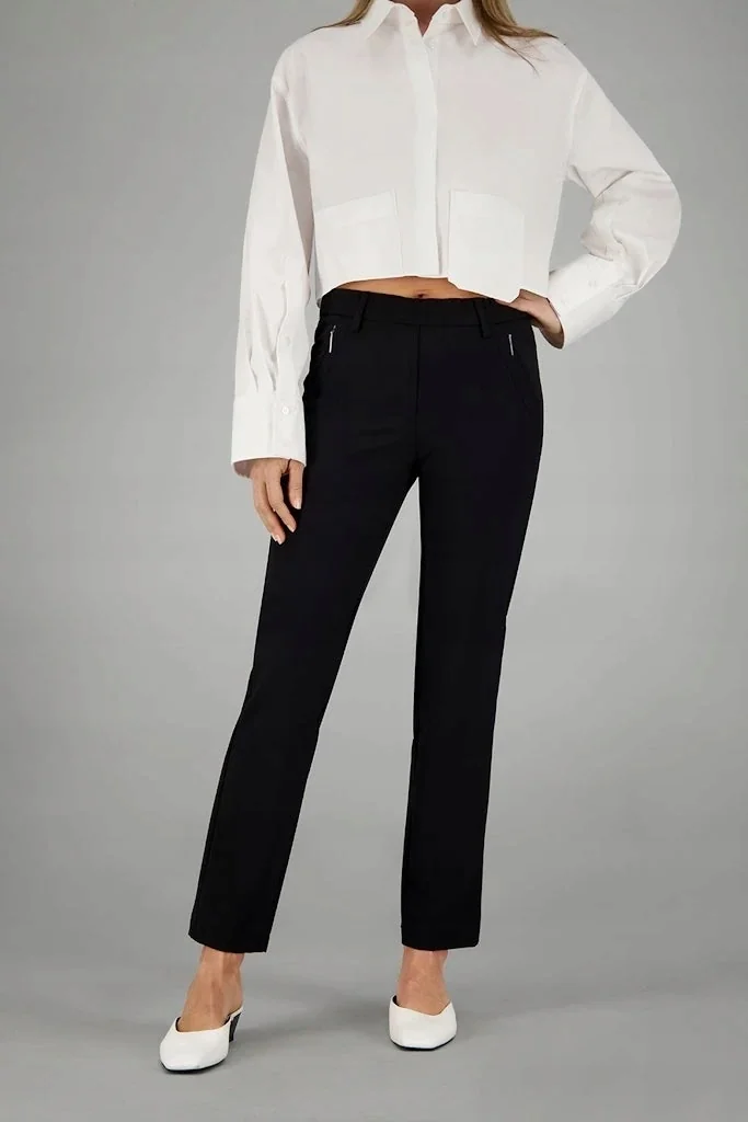 GARDEUR CZARNE ELEGANCKIE SPODNIE CYGARETKI W KANT WYSOKI STAN 46 7FA