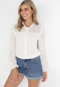 Koszule damskie - Jasnobeżowa Koszula z Falbankami i Powlekanymi Guzikami Jaydalynn - miniaturka - grafika 1