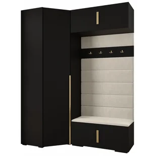 Garderoba wysoka do przedpokoju INOVA 3 Zestaw 21 wysokość 236,7 biały czarny kaszmir - Szafy - miniaturka - grafika 1