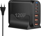 Ładowarki do telefonów - Ładowarka Reagle SZYBKA ŁADOWARKA GaN 120W PD 3x USB C 3x QC 3.0 DO LAPTOPA IPHONE 65W MAC - miniaturka - grafika 1