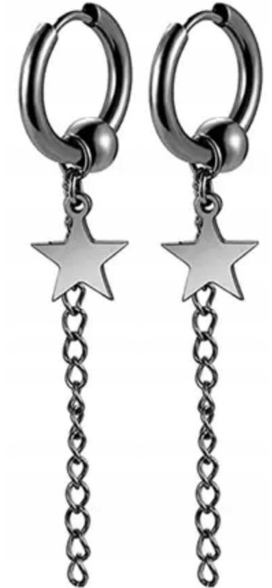 Kolczyki Do Uszu HUGGIE Gwiazda Punk Gothic STAL