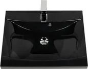 Umywalki - Umywalka dolomitowa LUCY-600C czarna - miniaturka - grafika 1
