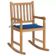 Fotele - vidaXL Lumarko Fotel bujany z kobaltową poduszką, lite drewno tekowe 3062767 - miniaturka - grafika 1