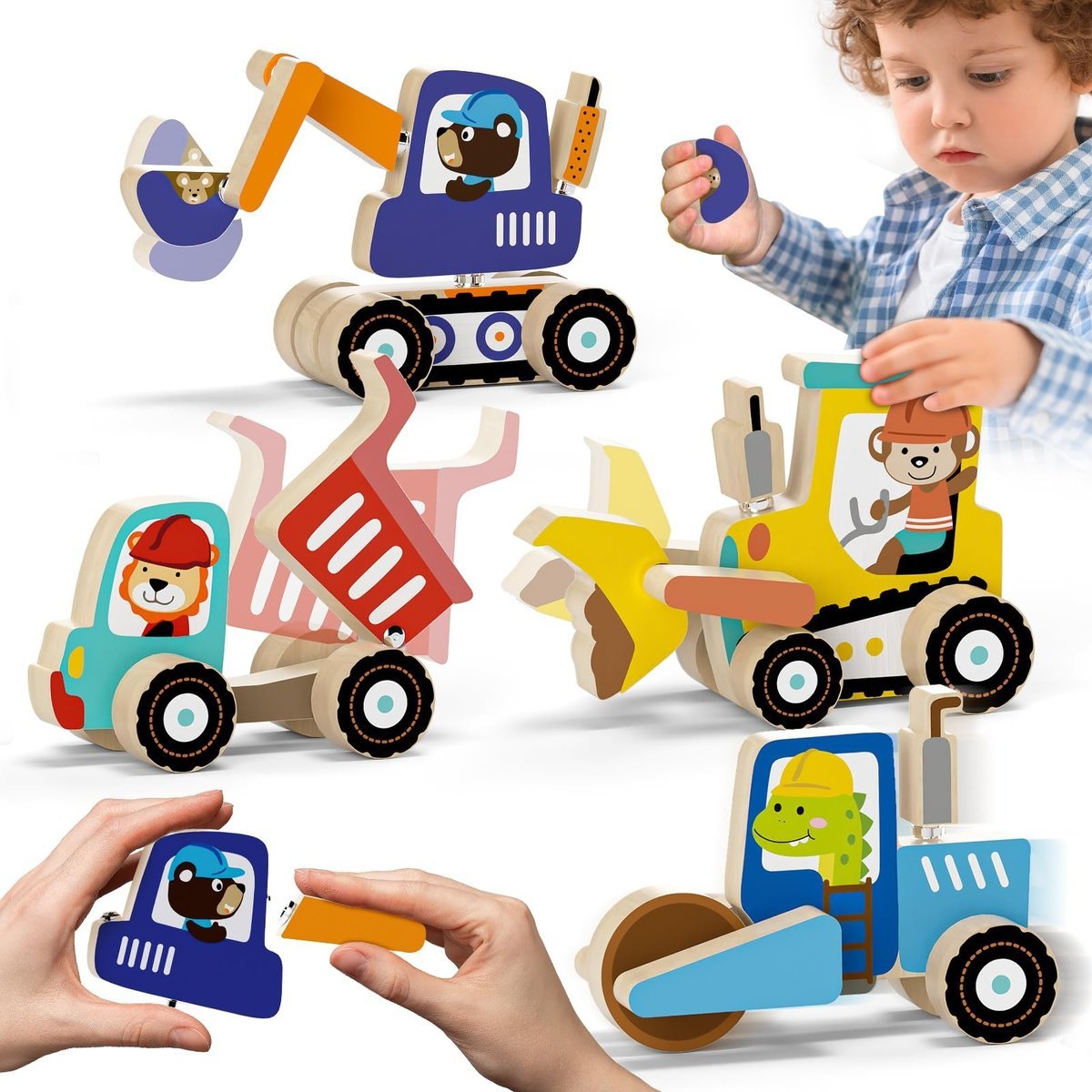 Zabawka Edukacyjna Montessori dla Dzieci 3+ Magnetyczne Klocki Plac Budowy