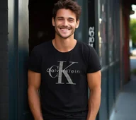 Koszulki męskie - Koszulka Męska Calvin Klein Czarna, T-shirt, Prezent dla Niego, Wyprzedaż M - miniaturka - grafika 1