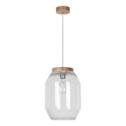 Lampy sufitowe - Britop Loftowa LAMPA wisząca VASO 169010174 szklana OPRAWA skandynawski ZWIS słoik przezroczysty drewno przezroczysty drewno - miniaturka - grafika 1