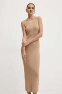 Sukienki - Karl Lagerfeld sukienka kolor beżowy maxi dopasowana 245W1332 - miniaturka - grafika 1