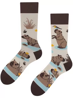 Skarpetki męskie - Capybara, Todo Socks, Kapibara z pomarańczą, Kolorowe Skarpetki - grafika 1