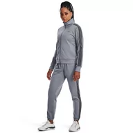 Spodnie sportowe damskie - Damski komplet treningowy Under Armour Tricot Tracksuit - szary - UNDER ARMOUR - miniaturka - grafika 1