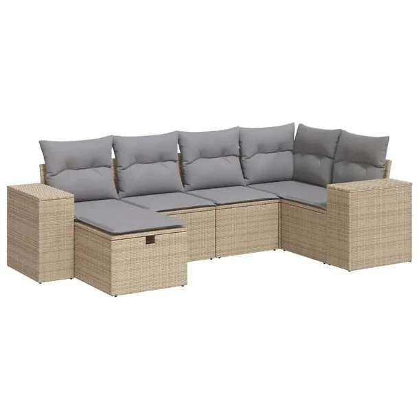 Zestaw wypoczynkowy rattan PE beżowy 93x62x69cm + siedzisko, podnóżek, p