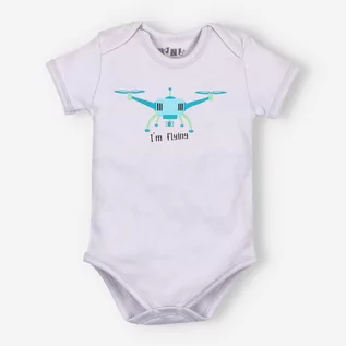Body dla niemowląt - Jasno szare body  DRONE z bawełny organicznej dla chłopca-80 - grafika 1