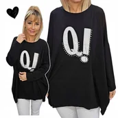 Bluzki damskie - DŁUŻSZA BLUZKA TUNIKA duży rozmiar cyrkonie BAWEŁNA cudo 50 52 5XL 6XL 122 - miniaturka - grafika 1