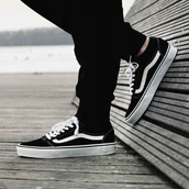 Buty sportowe męskie - Vans Ward Trampki Czarne Ze Skórą Czarne 42 Ż3B - miniaturka - grafika 1