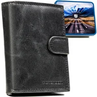 Portfele - Portfel męski Peterson skórzany klasyczny RFID skóra naturalna pudełko na prezent elegancki czarny - miniaturka - grafika 1