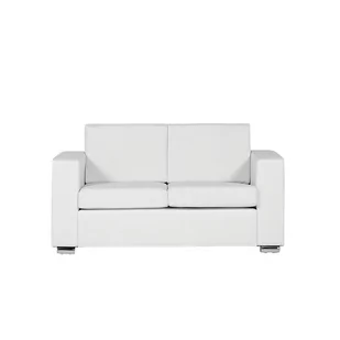Beliani Sofa biała - kanapa - skórzana - dwuosobowa - wypoczynek - HELSINKI biały - Sofy i kanapy - miniaturka - grafika 1