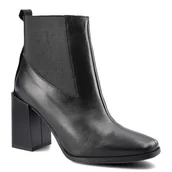 Botki damskie - Czarne Botki Karino Damskie Skórzane Obuwie - miniaturka - grafika 1