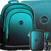 Plecaki worki - Plecak Szkolny Dla Chłopca Gradient Blue Piórnik Z Wyposażeniem Worek - miniaturka - grafika 1