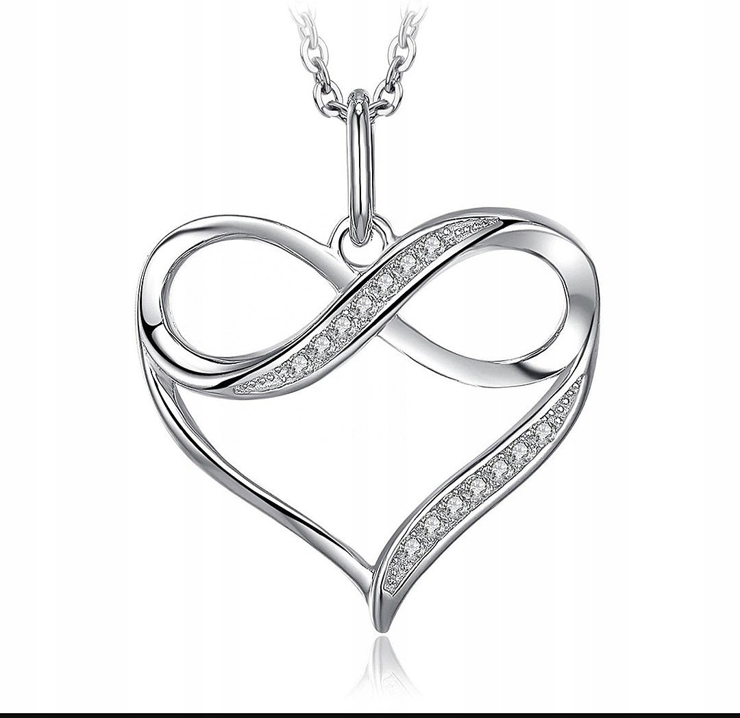 Naszyjnik Srebrny 925 Serce Z Nieskończonością