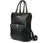 Teczki i aktówki - Czarny Duży Plecak Na Laptopa Skóra Naturalna Pasek Beltimore N24 Czarny - miniaturka - grafika 1