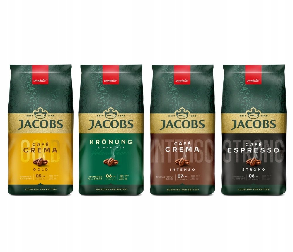 Kawa ziarnista Jacobs Crema,Intenso, Kronung, Espresso 4x 1kg