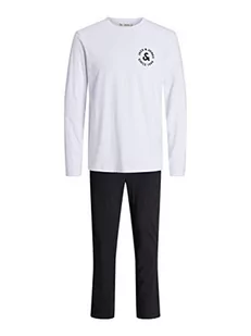 Bestseller A/S Męskie spodnie Jacbasic z logo Ls Tee and Loungepants, zestaw t-shirtów, biały/opakowanie: czarne spodnie, M, White/Pack:Pants Black, M - Spodenki męskie - miniaturka - grafika 1