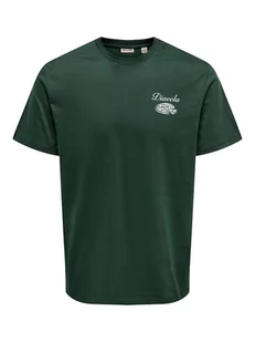 ONLY & SONS Koszulka "Fred" w kolorze ciemnozielonym - Koszulki męskie - miniaturka - grafika 1