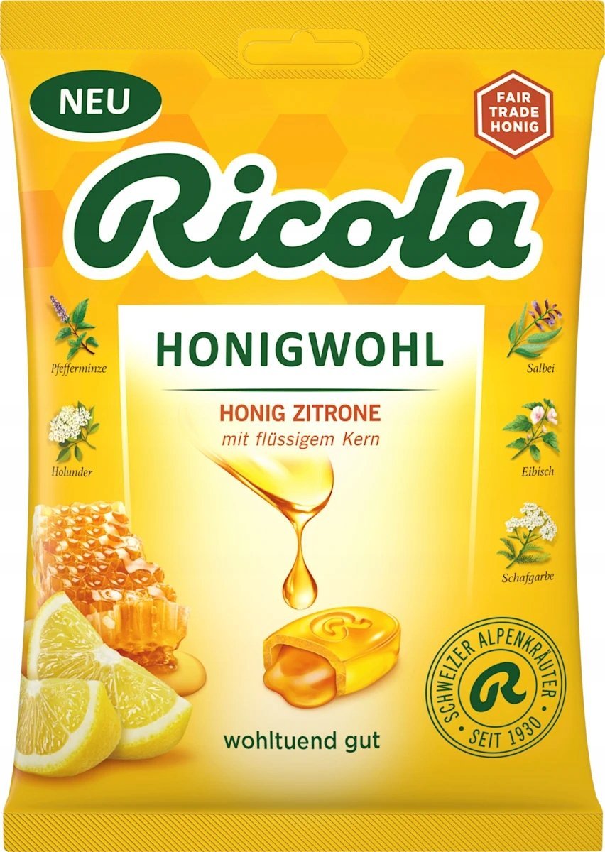 Cukierki Ricola Miód i Cytryna z Płynnym Nadzieniem z Niemiec