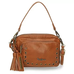 Torebki damskie - Pepe Jeans Camper Torba listonoszka, brązowa, 21,5 x 15 x 5 cm, skóra syntetyczna, brązowa, torba na ramię, Brązowy, Torba crossbody - grafika 1