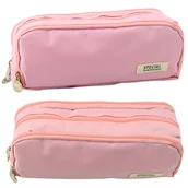 Piórniki - Piórnik Szkolny Dwie Komory Kieszeń Frontowa Różowy 23x9 cm - miniaturka - grafika 1