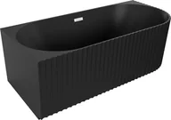Wanny - Mexen Gia wanna wolnostojąca narożna ryflowana lewa 150 x 75 cm, czarna mat, przelew biały - 52701507571L-20 - miniaturka - grafika 1