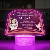 Pamiątka Pierwszej Komunii Świętej - Lampka LED L 3D z nadrukiem na szkle akrylowym dla dziewczynki na komunię - miniaturka - grafika 1