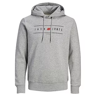 Bestseller A/S Męska bluza z kapturem Jjelliot Logo Sweat Hood, Light Grey Melange, XXL - Bluzy męskie - miniaturka - grafika 1