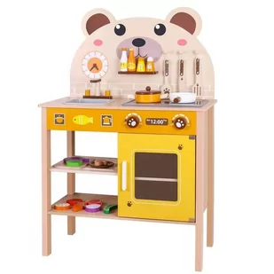Drewniana Kuchnia Dla Dzieci Miś Akcesoria - Zabawki AGD - miniaturka - grafika 1