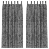Zasłony - vidaXL Zasłona z zasłonami 2 pcs Szary 260 x 140 cm Aksamit - miniaturka - grafika 1