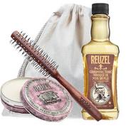 Zestawy kosmetyków męskich - Duży zestaw do stylizacji włosów - Reuzel Grooming Tonic, Reuzel Pink Pomade oraz ZEW Roller - miniaturka - grafika 1