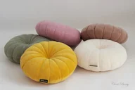 Poduszki dekoracyjne - Dekoracyjna pikowana okrągła poduszka welurowa boho - miniaturka - grafika 1