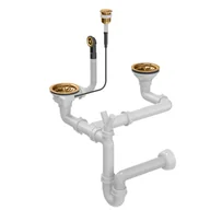 Baterie kuchenne - Odpływ PUSH TO OPEN 3 1/2" z syfonem 2-komorowy miedź (GRANIT-pionowy) save space, przycisk okrągły miedź - miniaturka - grafika 1