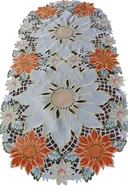 Obrusy i serwetki - Bieżnik z haftem, 60x120, pomarańczowy w kwiaty, OH-232-B - miniaturka - grafika 1