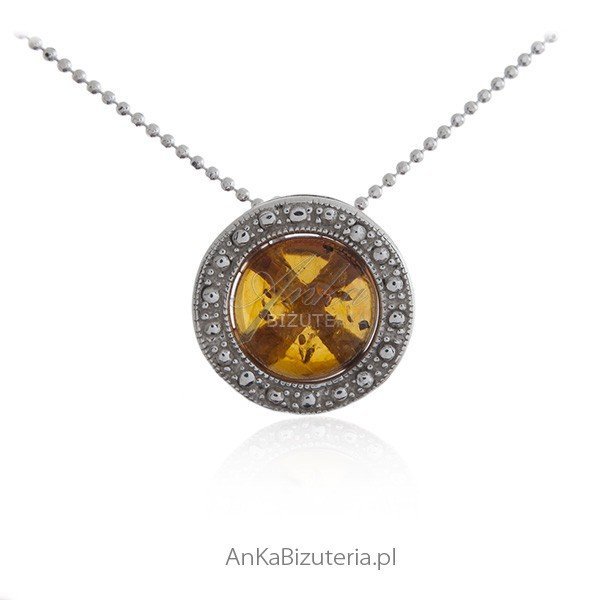 ankabizuteria.pl Komplet biżuteria srebrna z bursztynem - OKRĄGŁY