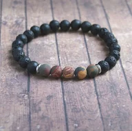Bransolety męskie - Męska bransoletka :: jaspis jesienny & lawa - Pakamera - miniaturka - grafika 1