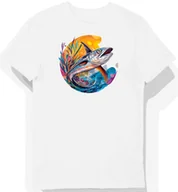 Koszulki męskie - Koszulka męska biała z motywem dynamicznego srebrnego drapieżnika M - miniaturka - grafika 1