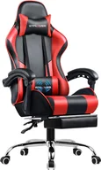 Fotele gamingowe - Fotel gamingowy GTPLAYER, ergonomiczny fotel biurowy z funkcją masażu i podnóżkiem, uchwyt łączący, stalowa podstawa, czerwony - miniaturka - grafika 1