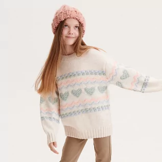 Swetry dla dziewczynek - Reserved - Sweter z ozdobnym splotem - Wielobarwny - grafika 1