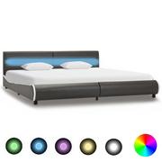 Łóżka - Rama łóżka antracytowa, sztuczna skóra, LED, bez materaca, 180x200 - miniaturka - grafika 1