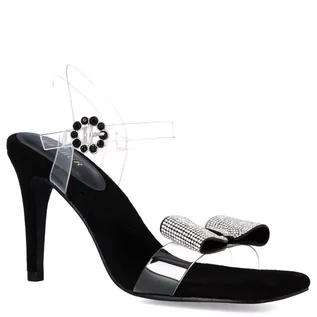 Sandały damskie - Silikonowe sandały z kokardką - MENBUR 23724 CZARNE - grafika 1